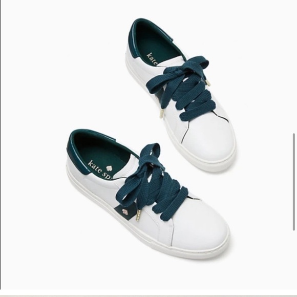 kate spade Shoes - Kate Spade Iggy Low Top Court Sneakers White / Peacock Sapphire Green